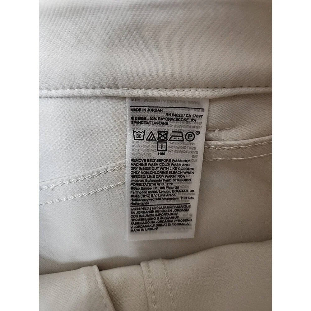 Banana Republic Refined Utility Pants Womens 6 Cream White Belted Stretch
